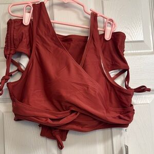 Red rust Wrap Bikini Top